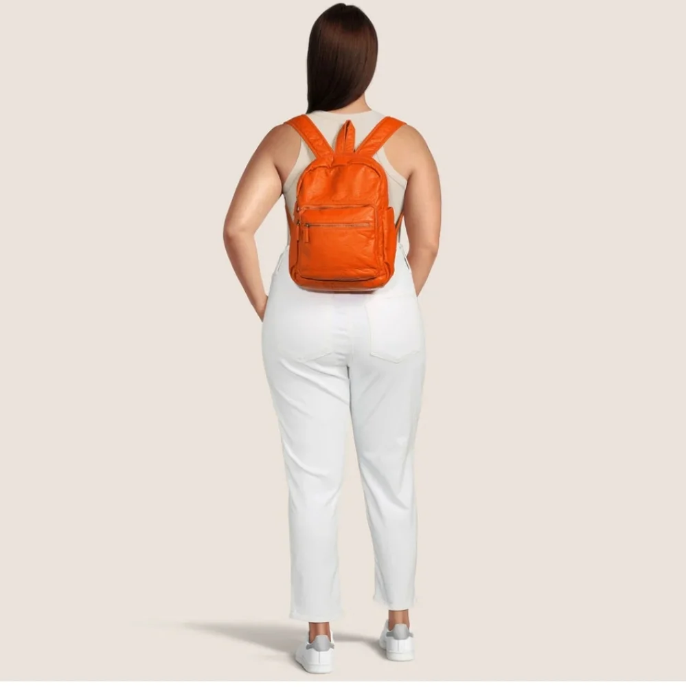 NWT Ampere Creations Marie Backpack Orange Vegan Leather Backpack
